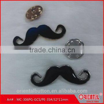 Black Epoxy With Silver Base Mustache-shaped Metal Brooch photo-5