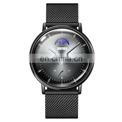 Top Brand Skmei 9245 Moon Phase Wristwatch Mesh Steel Waterproof Quartz Watch for Men