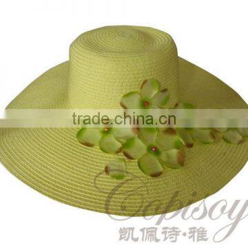 2014 fashional bright color summer hats with plastic flowers