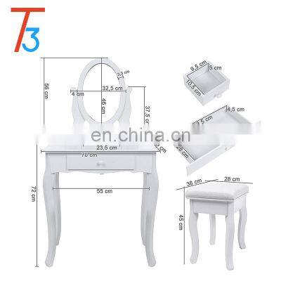 Cheap Wooden Vanity Mirrored Modern Dressing Table With Mirror And Stool photo-4