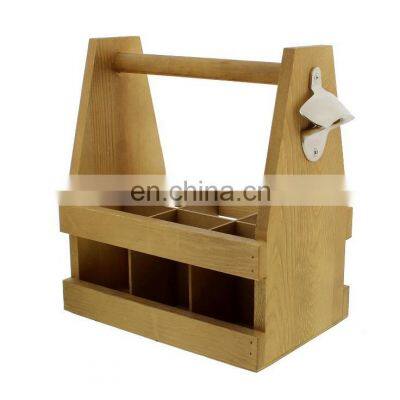 Wine rack Wooden Beer Bottle Caddy wooden wine shelf with casted bottle opener