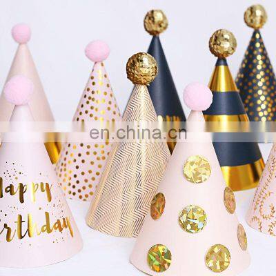 Wholesale Birthday Hat Ball Decor Happy Birthday Party Supplies Trendy Adult's Paper Hat photo-2