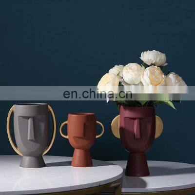 ENO Nordic Head Face Ceramic Vase Creative Modern Home Crafts Decorations photo-4