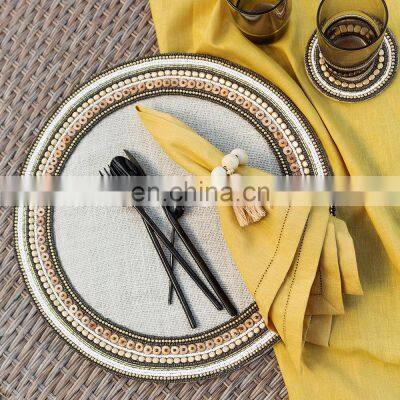 Home Accessories Table Wood Napkin Ring Macrame Beads Tassel Wooden Napkin Rings photo-2