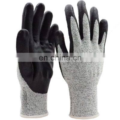 13 Gauge EN388 Glass Microfiber Grey HPPE Liner With Black Nitrile Safety Working Cut Resistant Gloves