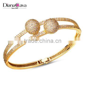 Express Wholesale Double Ball Pave Setting CZ Fashion Bangle for Women photo-2