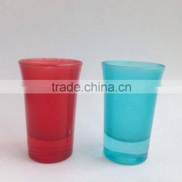 CE/EU/FDA/SGS/LFGB HIGH QUALITY SPRAYED COLOR SHOT GLASS, SOUVENIR SHOT GLASS,RED VODKA SHOT GLASS