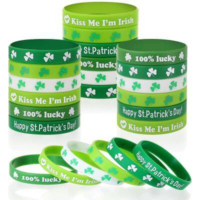 Factory Price in Stock Irish St. Patrick's Day Christian Holiday Celebration Lucky Irish Pride Green color Silicone Bracelet