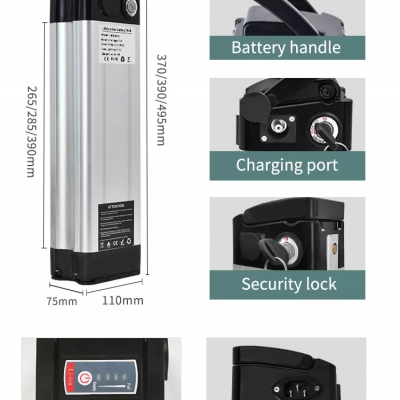 Custom Silver Fish Battery 36V 48V 52V 15Ah 18Ah 20Ah Lithium Ion Ebike Battery for 500W 1000W 1500W Electric Bike photo-2