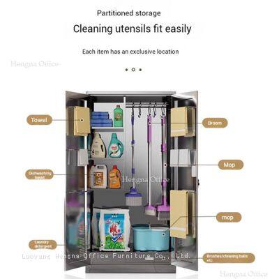 Premium Stainless Steel Janitorial Cabinet-Moisture-Proof | Rust-Resistant Tall Utility Storage for Food Service/Industrial Use photo-4
