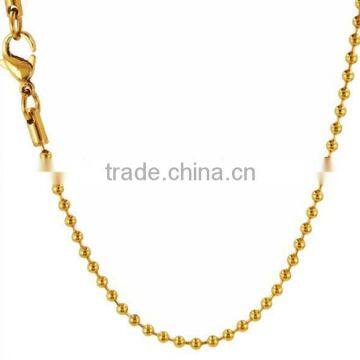 2.4mm Gold Ip Plated Bead Chains, Stainless Steel Gold Bead Chain