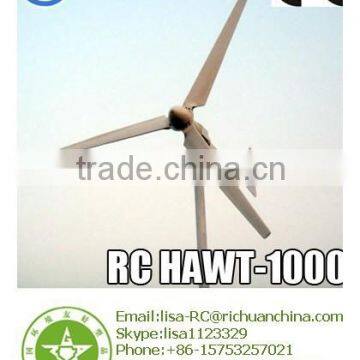 Richuan 1000w Horizontal Axis Wind Turbine High Efficiency Wind Energy Power For Selling with Pitch Controlled and CE approved