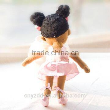 Stuffed Brwown Ballet Doll With Black Hair Done in a Bun/ Pink Ballet Clothes Rag Doll photo-4