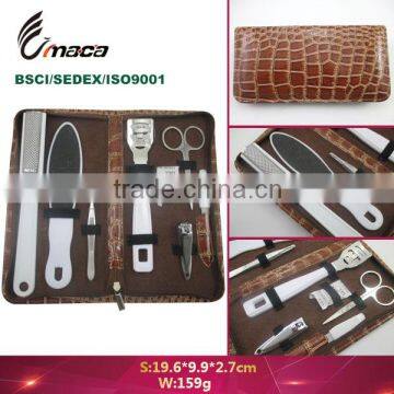 MS1803 professional PU leather box mens grooming manicure set with high quality