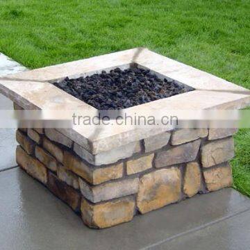 Square Stacked Stone Finish Gas Fire Pit Burner