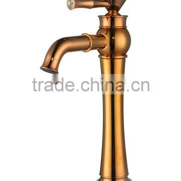 Fancy Bathroom Faucet Brass Body High Lever Modern Design photo-4