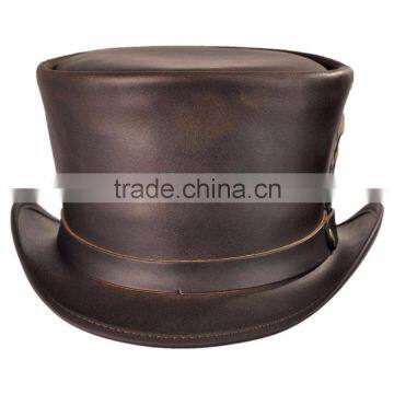 2015 FASHION STYLISH BROWN COACHMANT WESTERN LEATHER TOP HAT FOR MENS