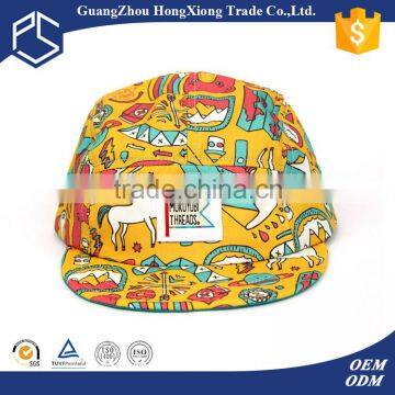 5 Panel Printed Pattern Flat Bill Baby Hat Wholesale photo-3