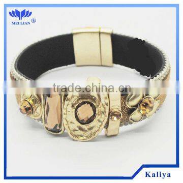 2014New Design Authentic Leather Bracelet Gold Charms Vners