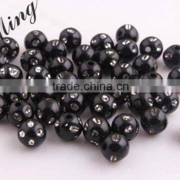 Black Color Chunky Sparkly Acrylic Solid Rhinestone Bling Beads 4mm to 12mm Wholesales Jewelry