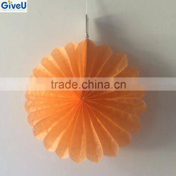 Orange Color 17gsm Tissue Paper Fan Wall Papers Home Decor Interior