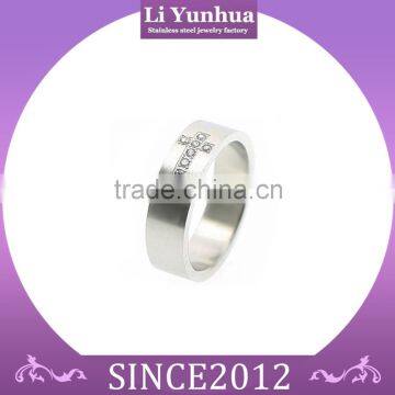 Affordable Wedding Rings Cheap Wholesale Stainless Steel Diamond Ring With Cross Shaped Stone Setting photo-2
