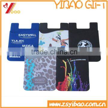 Wholesale soft silicone printed logo silicone cellphone credit/id card holder