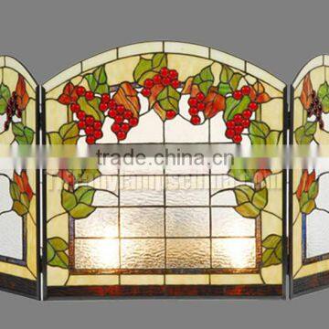 F-7 Grape Stained Glass Panel Tiffany Windows Flower Design Mosaic Wholesale China Tiffany Fireplace photo-2