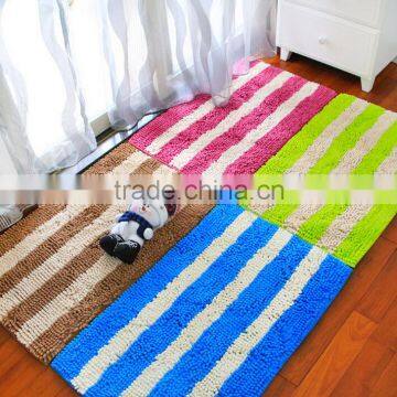 Hot sale new style Shaggy chenille two color stripe mat home textile floor carpets / cheap rug