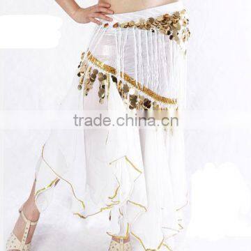 White Belly Dancing Skirt , Bright Color Chiffon Ballroom Dance Skirt , Sexy Belly Dance Skirt