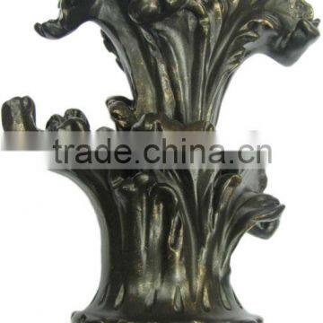 Home Decoration Burnt Gold Window Curtain Rods Leaf Finials Curtain Accessories For Wooden Curtain Rods Wholesale