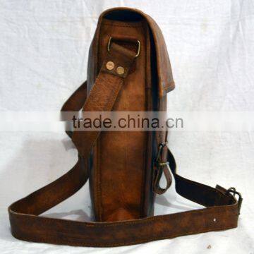 Real Leather Vintage Handmade Messenger Shoulder Cross Body Bag Briefcase Designer Goat Leather Laptop Bag