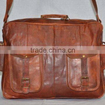 Vintage Real Leather Bag Briefcase Messenger Shoulder Cross Body Bag Satchel Sling Briefcase Laptop Bag