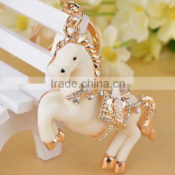 Fashion Resin Horse Charm Pendent Keychain Purse Bag Crystal Key Chain