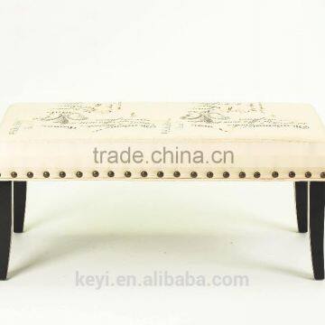 Solid Wood Style Home Furniture Fabric Foot Stool / Wooden Shoe Stool Bench (KY-3038)