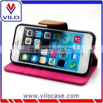 Factory Wholesales Jean Cloth Leather Case for IPhone 6S, Flip Stand Phone Cover for IPhone 6s photo-3