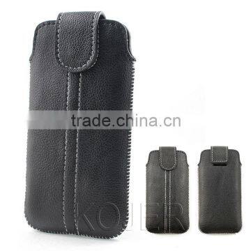 Mobile Phone Pouch Made of PU Leather/Retractable Pull-tab