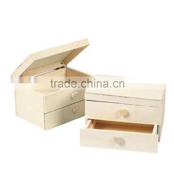 Super Quality Hot Sale Kids DIY Unfinished Solid Cheap Wood Jewelry Boxes Fancy Wooden Treasure Chest Boxes Craft Wholesale