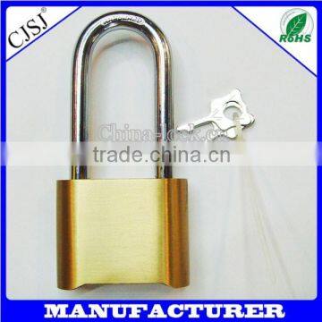 Long shangkle 180mm size brass padlock combination lock with key