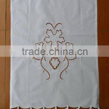 Hand embroidered white cotton curtain-design 12