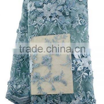CL17-108 High Quality Embroidery Mesh Lace African French Beaded Net Lace Fabric With Beads photo-3