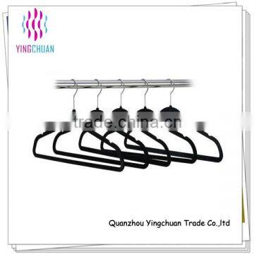 Wholesale plastic anti slip black velvet hanger