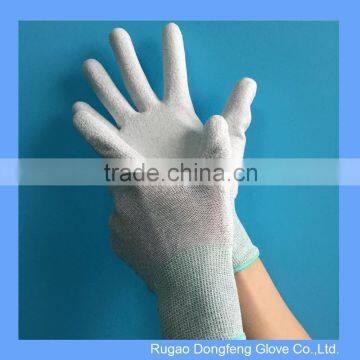 13 Gauge Fibre Interwoven Carbon PU Palm Coated Clean Room Gloves for Using in Cleanroom