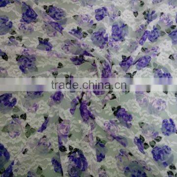 wholesale breathable fabric floral print lace fabric