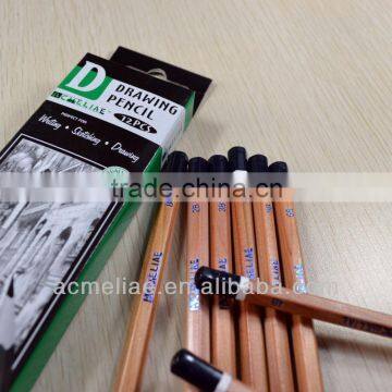 7" standard size hexagonal shape cedar wood graphite drawing pencil sharpened with dipped end