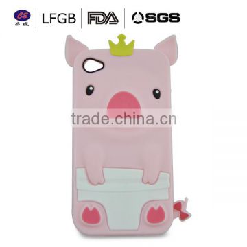 With stock! 2014 new design pig shape customized silicone cellphone case