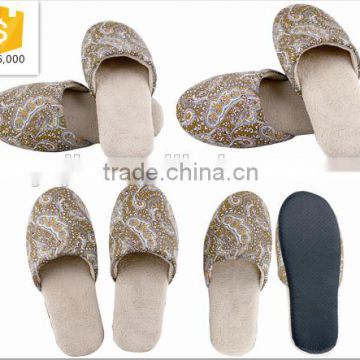 Washable women cotton fabric soft sole indoor slippers personalized hotel slippers