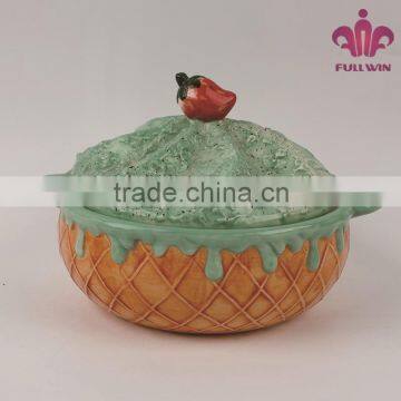 Customized ceramic ice cream soup bowls with lid