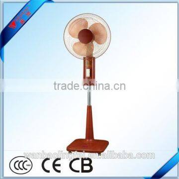 Electric stand fan (16inch, 2 hours timer, square base,wood color)