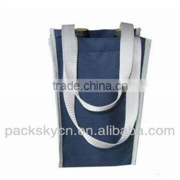 blue woven bags with handle